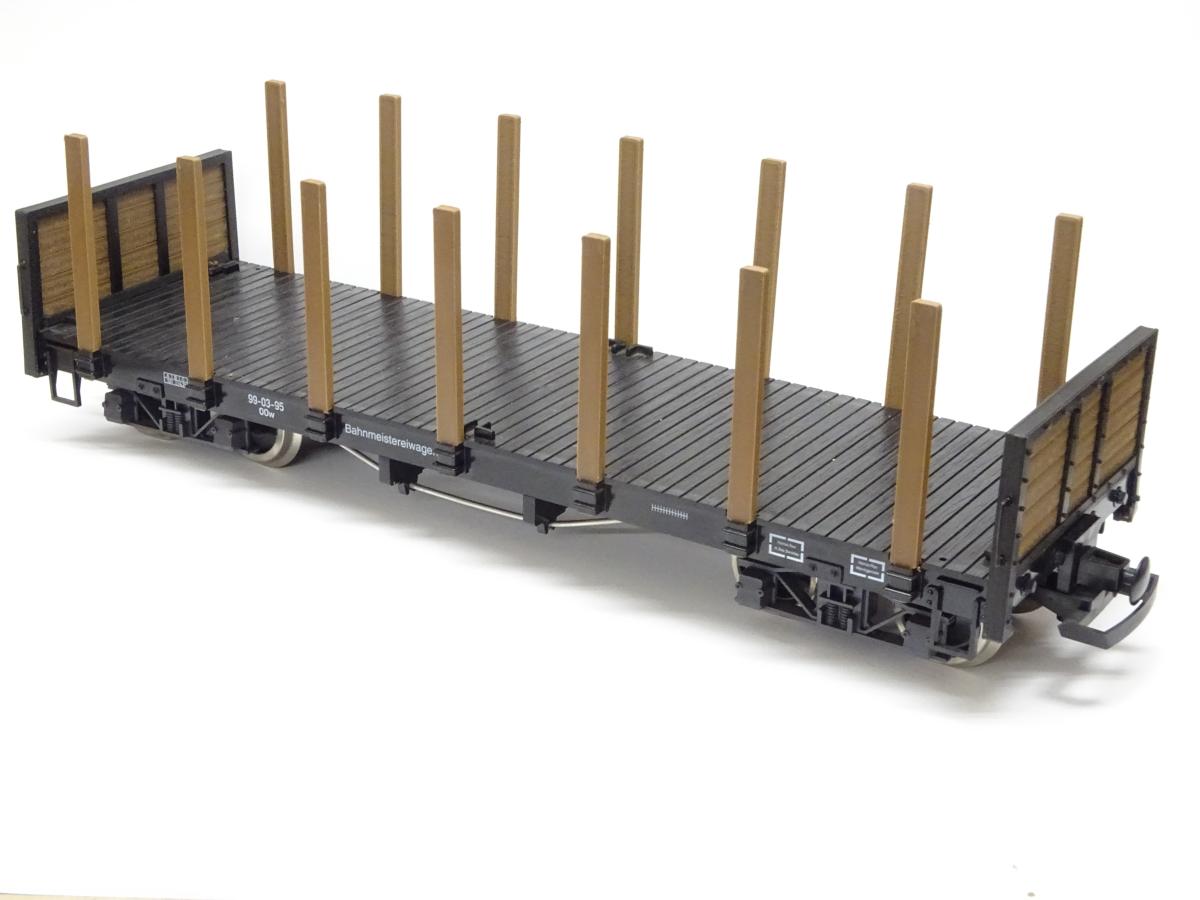 Holzrungen dunkelbraun für 4-Achser LGB Flachwagen