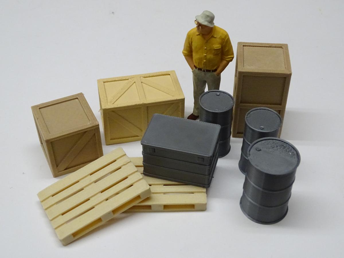 Ladegut Set 2 - Kisten, Fässer, Paletten